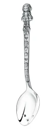 Серебряная детская ложка "Кукла с бантами" с чернением