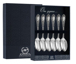 Набор серебряных чайных ложек «Престиж» с черением