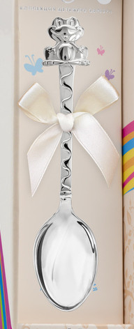 056ЛЖ05801 Серебряная детская ложка «Лягушка»