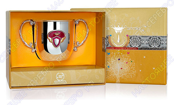 471ПЛ05808 Серебряный детский поильник «Принцесса» с эмалью