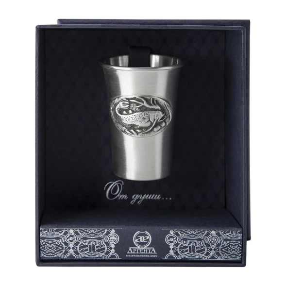 986СТ00806 Серебряная стопка «Сом» с чернением