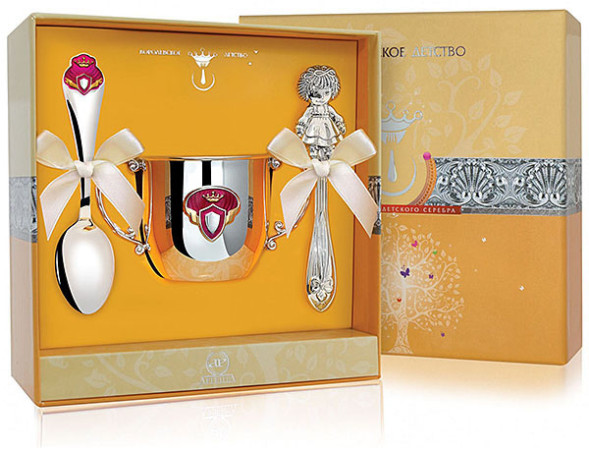 1234Ф Набор детского серебра «Принцесса» с погремушкой