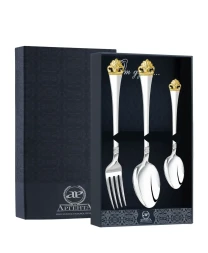 Серебряный столовый набор "Афина" с позолотой на 1 персону (3 предмета)