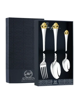 Серебряный столовый набор "Афина" с позолотой