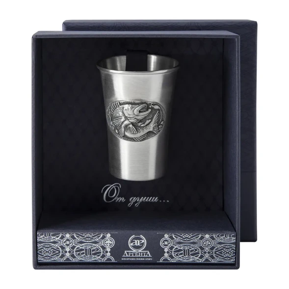 987СТ00806 Серебряная стопка «Судак» с чернением