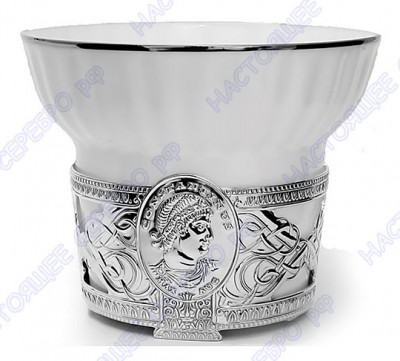 Серебряный подстаканник с чайной чашкой «Константин Великий» в подарочном футляре