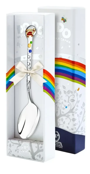 953ЛЖ05808 Серебряная детская ложка «Крабик» с эмалью