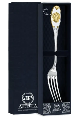 Серебряная столовая вилка «Единство» с золочением