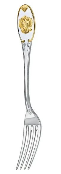 252ВЛ01802 Серебряная столовая вилка «Единство» с золочением