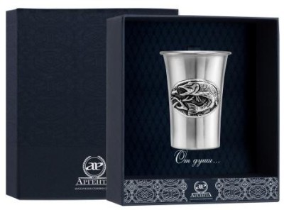 Серебряная стопка «Щука» с чернением