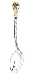 Серебряная детская ложка «Собачка » с рыжей эмалью