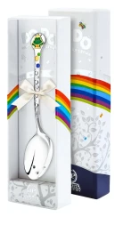 Серебряная детская ложка «Лягушонок» с эмалью