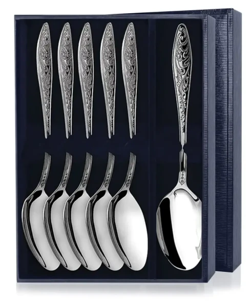 1442НБ02801 Набор из 6 серебряных столовых ложек «Морозко»