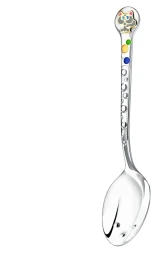 Серебряная детская ложка «Котенок» с серой эмалью