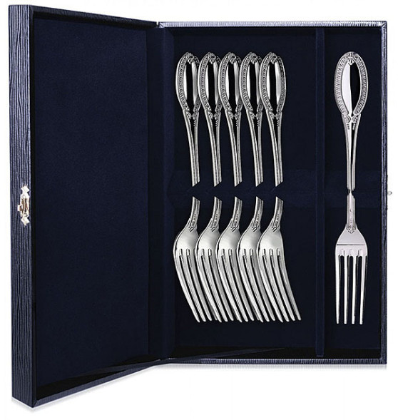 283НБ01801 Набор из 6 серебряных столовых вилок «Император»