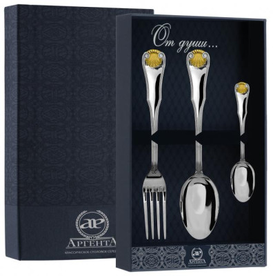 Серебряный столовый набор «Визит» с золочением на 1 персону