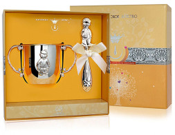 Набор детского серебра с поильником «Малыш» с погремушкой