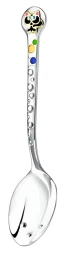 Серебряная детская ложка «Котенок» с черной эмалью