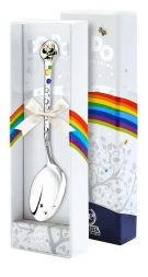 Серебряная детская ложка «Котенок» с черной эмалью