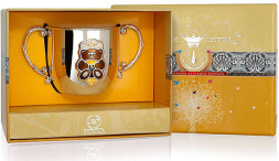 Серебряный детский поильник «Мишка» с эмалью