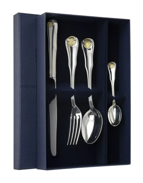 322НБ01802 Серебряный столовый набор «Визит» с золочением на 1 персону