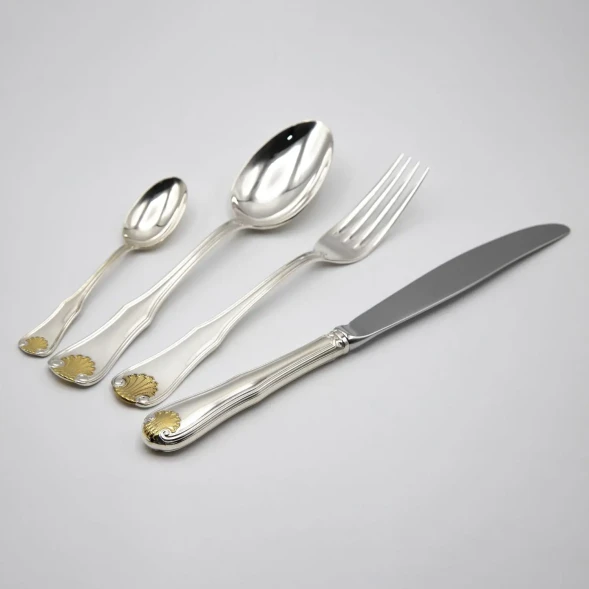 322НБ01802 Серебряный столовый набор «Визит» с золочением на 1 персону