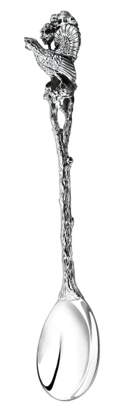 346ЛЖ03806 Серебряная чайная ложка «Глухарь» с чернением