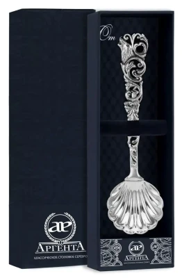 093СВ03806 Серебряный совок для сахара «Охотничий» с чернением