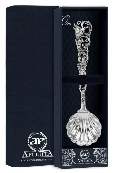 093СВ03806 Серебряный совок для сахара «Охотничий» с чернением