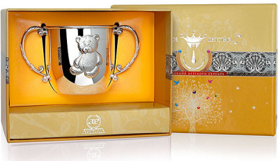 Серебряный детский поильник «Мишка»