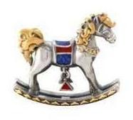 992187 Серебряная миниатюра «Лошадь-качалка» с золочением в подарочном футляре