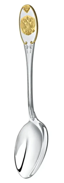 688НБ01802 Серебряный столовый набор на 1 персону «Единство» с золочением (3 предмета)