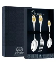 Серебряный столовый набор на 1 персону «Единство» с золочением (3 предмета)