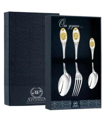 Серебряный столовый набор на 1 персону «Единство» с золочением