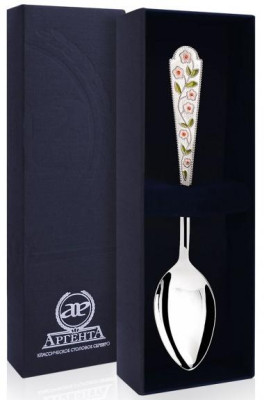 486ЛЖ03807 Серебряная чайная ложка «Лето Ромашка» с эмалью