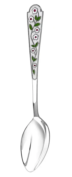 486ЛЖ03807 Серебряная чайная ложка «Лето Ромашка» с эмалью
