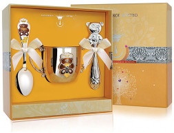 Набор детского серебра «Мишка» с погремушкой