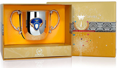 Серебряный детский поильник «Принц» с эмалью