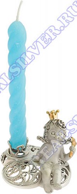 991848-О Серебряная миниатюра-подсвечник «Принцесса на облаке» с золочением в подарочном футляре