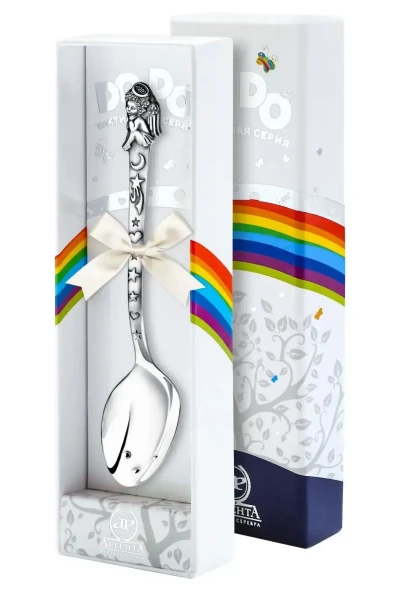 1182ЛЖ05806 Серебряная детская ложка "Ангел" с чернением