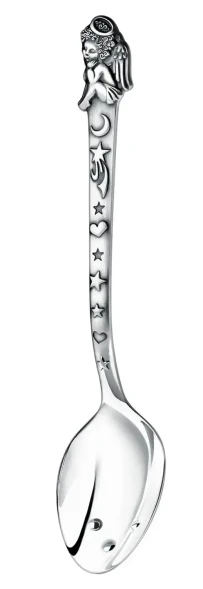 1182ЛЖ05806 Серебряная детская ложка "Ангел" с чернением