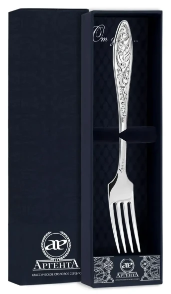 1165ВЛ01801 Серебряная столовая вилка «Морозко»