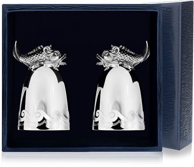 Набор серебряных стопок «Царь-Рыба» из 2-х предметов в подарочном футляре