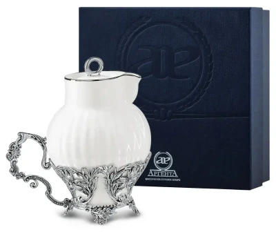 191СЛ07806 Серебряный сливочник «Симфония» с чернением
