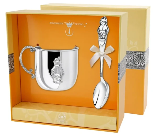 389НБ05801 Набор детского серебра с кружкой «Мальчик»