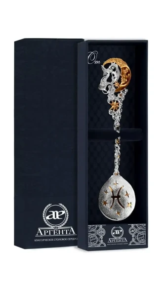 683ЛЖ00802 Серебряная чайная ложка «Зодиак Зодиака Рыба» с золочением