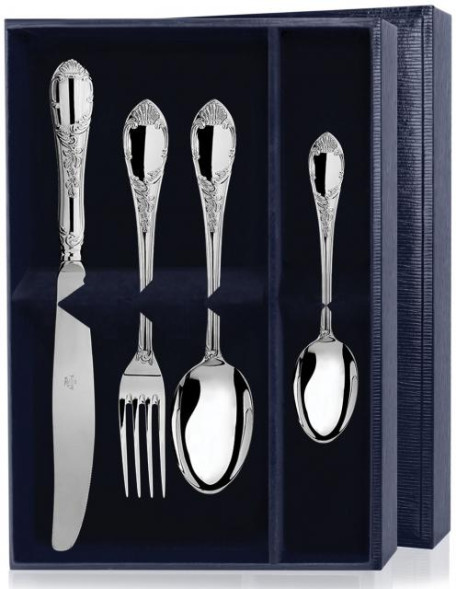 655НБ02801 Серебряный десертный набор "Престиж" на 1 персону (4 предмета)