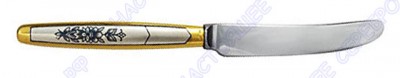 40030030А04 Серебряный столовый нож «Астра» с золочением и чернением