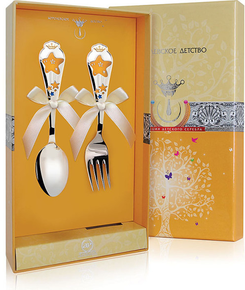 520НБ05808 Набор детских серебряных столовых приборов «Звезда» для мальчика