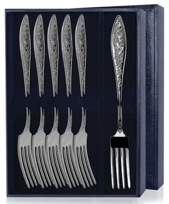 Набор из 6 серебряных столовых вилок «Морозко»